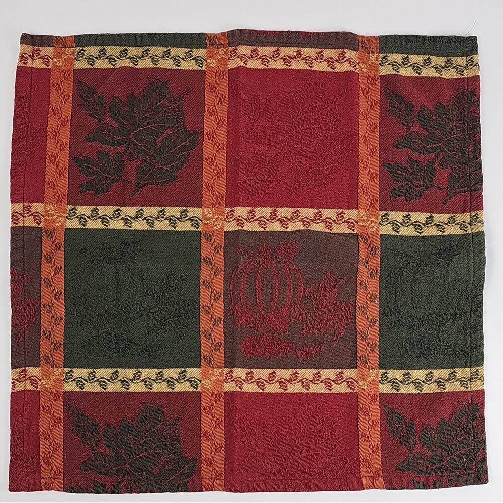 Lot of 8 Fall Thanksgiving Cloth Napkins 16x16 Autumn Leaves Pumpkin Harvest